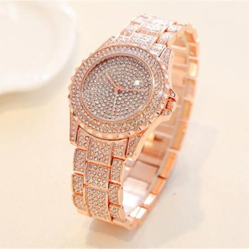 Женские часы Роскошные Кварцевые наручные часы с бриллиантами Женские Элегантные повседневные женские часы подарок для женщин наручные часы женские часы - Цвет: Розовый
