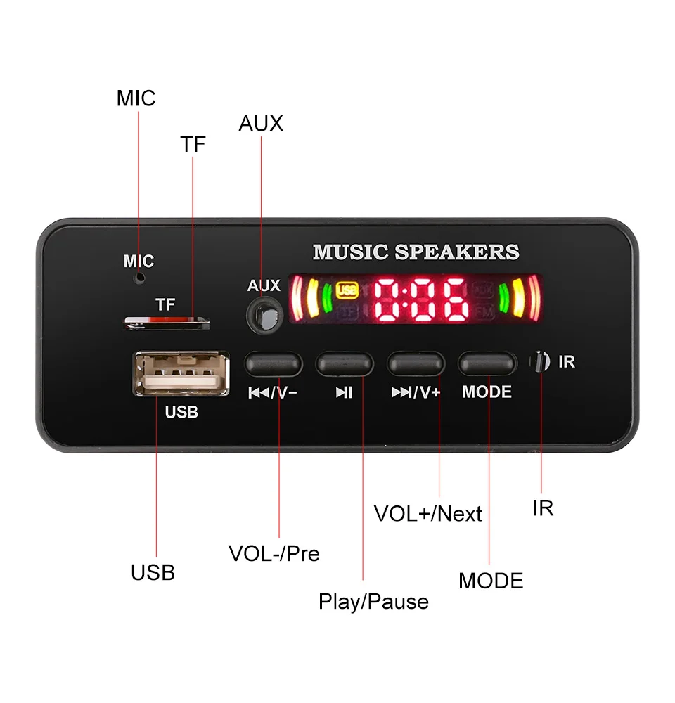 AIYIMA 12 в Bluetooth декодер доска цветной дисплей декодирование MP3 плеер wma wav FLAC USB TF FM DIY звук динамик, усилитель звука