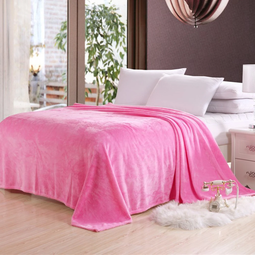 Одеяла EHOMEBUY из кораллового флиса для кровати однотонный чехол дивана покрывало