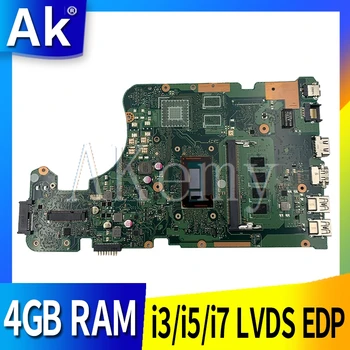 Nuevo !!! i3 / i5 / i7 X555LA X555LAB LVDS EDP placa base For Asus Para W519L X555L X555LD X555LJ X555LA X555LAB 4G RAM placa base del ordenador portátil