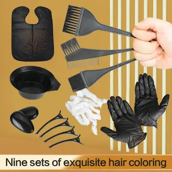 

1 Set Hair Dye Coloring Brush Comb Bowl Gloves Cover Clips Hairdressing Tools