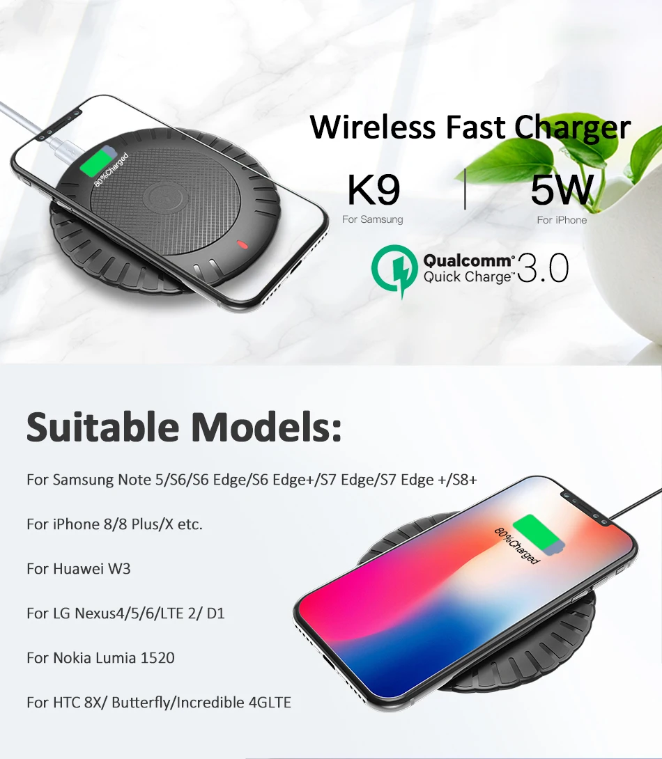 !ACCEZZ QI Wireless Charger For iphone X 8 Plus XR 11 Pro XS MAX Charge Pad With Micro Usb Cable For Samsung Galaxy S9 S10 S8 S7 (3)