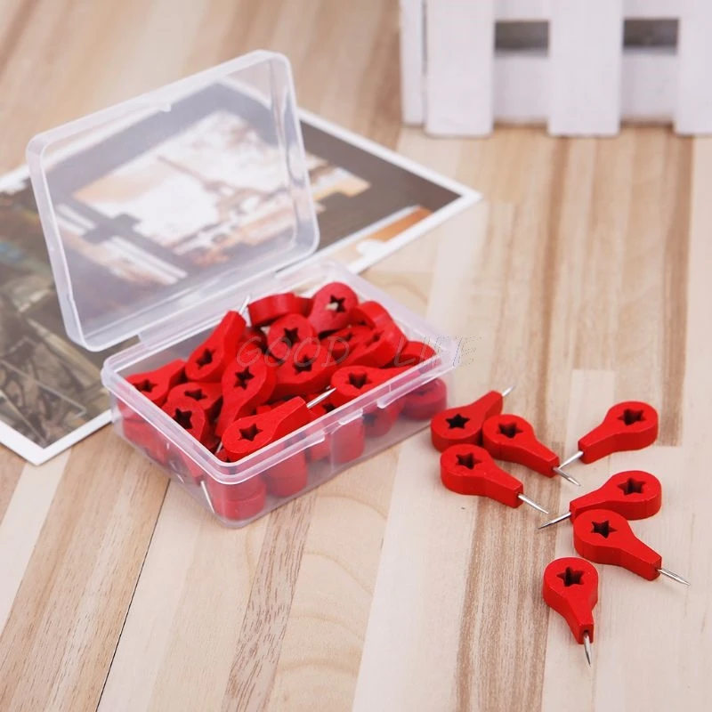 

40 Pcs Map Markers Wooden Drawing Photo Wall Studs Cork Board Pins Thumbtack Pushpins Painting Tool Au13 19 Droship