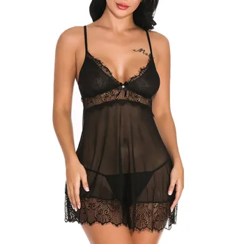 

Sexy Lingerie for Women Mesh Backless Night Dress Babydoll See Through Sexy Nightwear Camis Sleepwear Plus Size Sexy Nightgowns