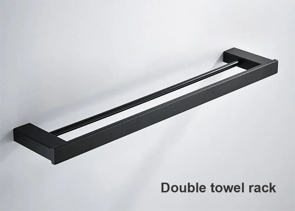 Falangshi 304 нержавеющая сталь набор аксессуаров для ванной комнаты Высокое качество вешалка для полотенец держатель для бумаги Ванная комната Полки крючки черный цвет WB8838