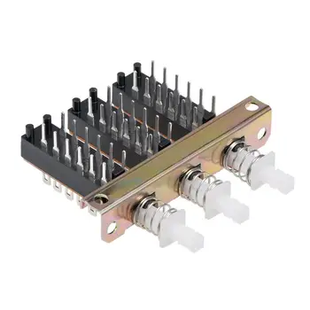 

Interlock Push Button Switch Piano Type 4PDT 12 Pin 3 Row