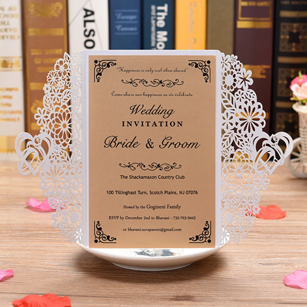 Wedding Invitations 10Pcs Pearl Paper Floral Invitation Cards Floral B5C6 