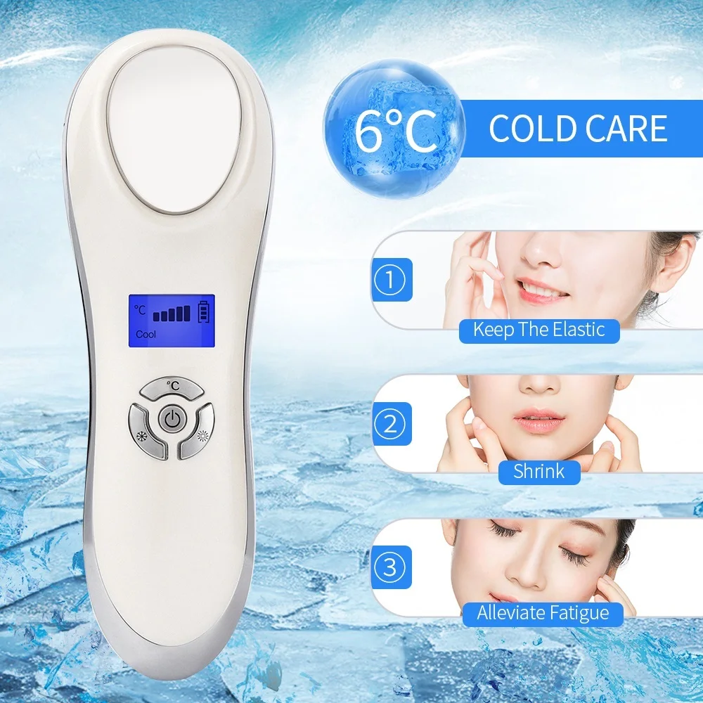 Facial Hot&Cold Vibration Massager Ice Skin Care Cryotherapy Calm Skin Shrink Pores Warm Heating Relax Skin Lifting Device 3
