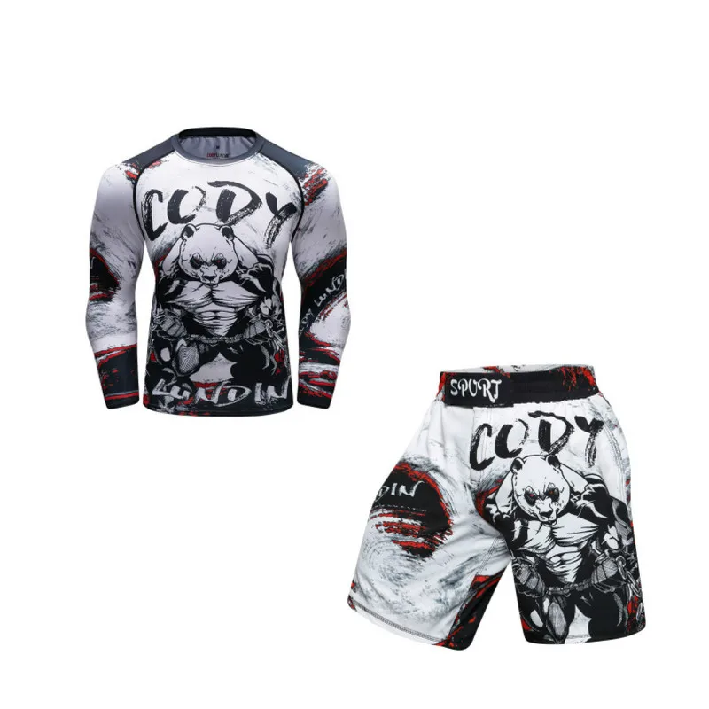 Футболка для кикбоксинга MMA колготки штаны мужские шорты ММА Рашгард трикотажные