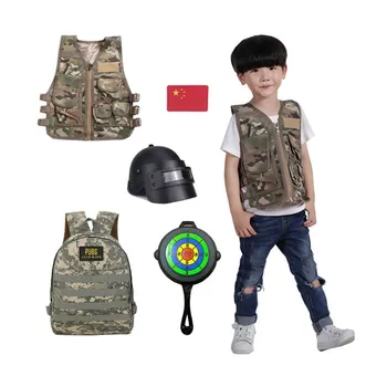 

Army Fans Kid Outdoor Jedi Waistcoats Children Clothing Tactical Vest Camouflage Cosplay Costume Set +Backpack + Helmet +Toy Pan