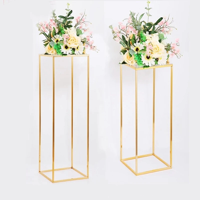 4pcs/lot Wedding Arch Gold-Plated Geometric Flower Stand Home Decoration Shiny Metal Iron Rectangle Square Frame Backdrop