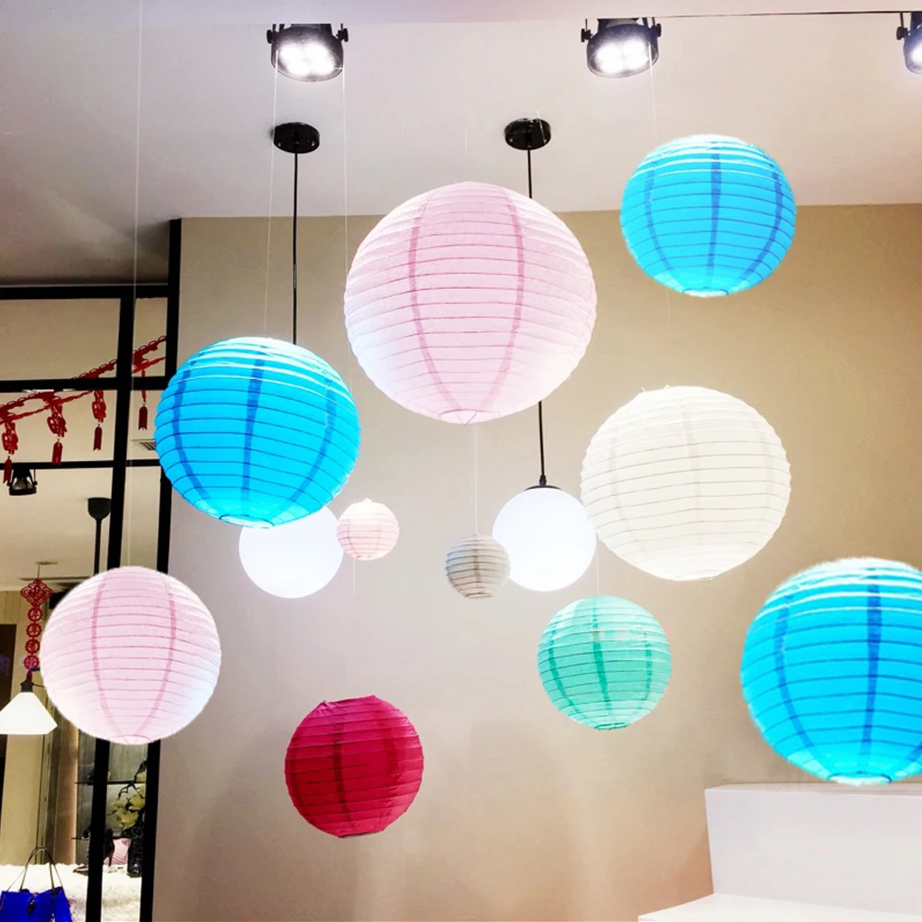 

20 Pcs/Set Of 4 Lanterns Foldable Round Chinese Wedding Paper Lanterns Round Paper Lanterns Wedding Party Decoration Supplies