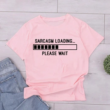 

sarcasm loading please wait Fashion Harajuku Short Sleeve Men T Shirts Women Ullzang Funny T-Shirt Cute 90S Tshirt