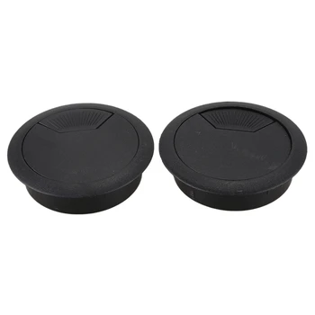 

2 Pcs 50mm Diameter Desk Wire Cord Cable Grommets Hole Cover Black