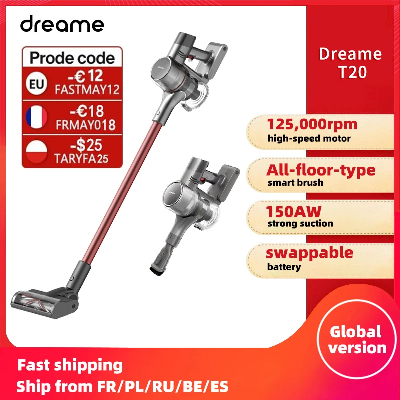Dreame T20 Handheld Cordless Vacuum Cleaner Intelligent All-surface Brush 25kPa All In One Dust Collector Floor Carpet Aspirator