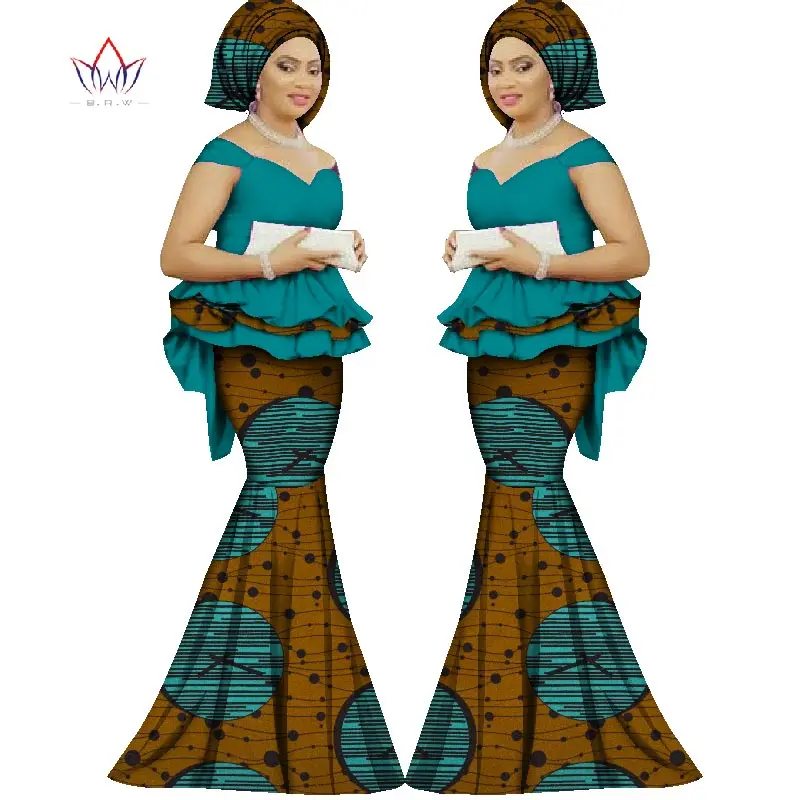 Летний комплект с юбкой, Африканский Дашики, Женский традиционный Базен, принт размера плюс, Дашики, африканские платья для женщин, костюм, 2 штуки, WY1312 - Цвет: 29