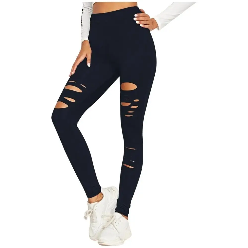 Fashion Candy Color legging front Cut out Ripped Hollow out Fitness Legging 