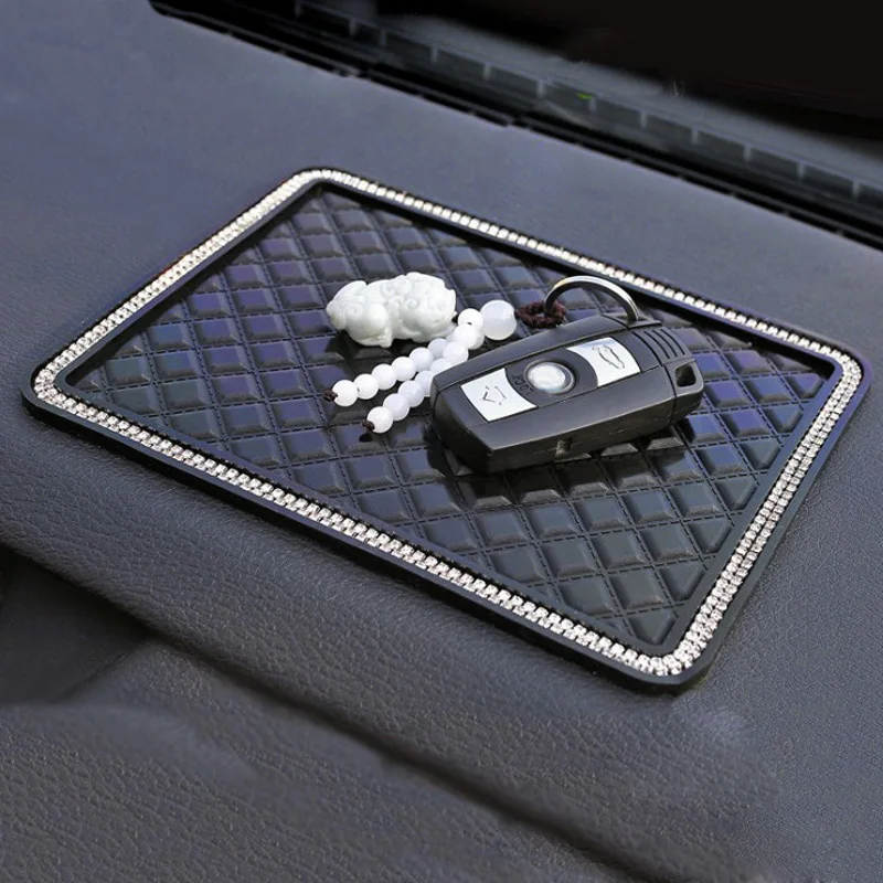 Alfombrilla antideslizante de silicona de 18x14cm para coche, alfombrilla antideslizante de diamantes de imitación de cristal para teléfono GPS, accesorios para Interior de coche