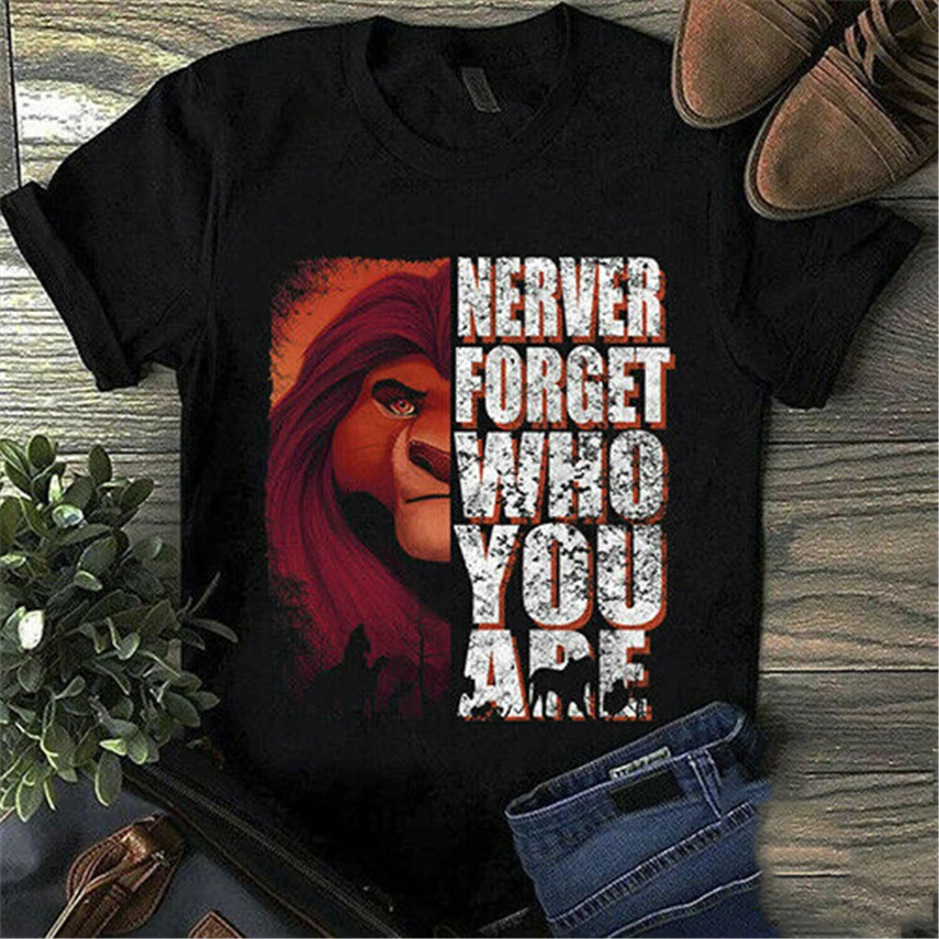 Mufasa The Lion King Never Forget Who You Are T Shirt Black Cotton Men S-6Xl Printing Apparel  Tee | Мужская одежда