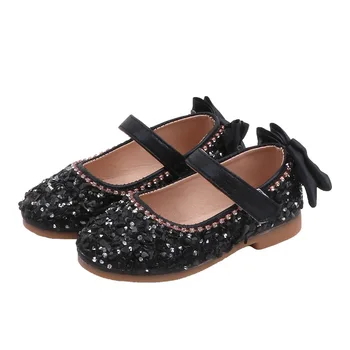 

New 2020 Spring Baby Girls Princess Shoes Children Pearl Flats Kids Glitter Brand Shoes Rhinestone Silver Shoes Dance Mary Jane