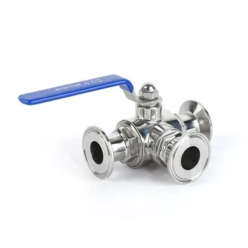 

T-port 3/4" 19mm 304 Stainless Steel Sanitary 3 Way Ball Valve 1.5" Tri Clamp 50.5mm Ferrule O/D For Homebrew Diary Product