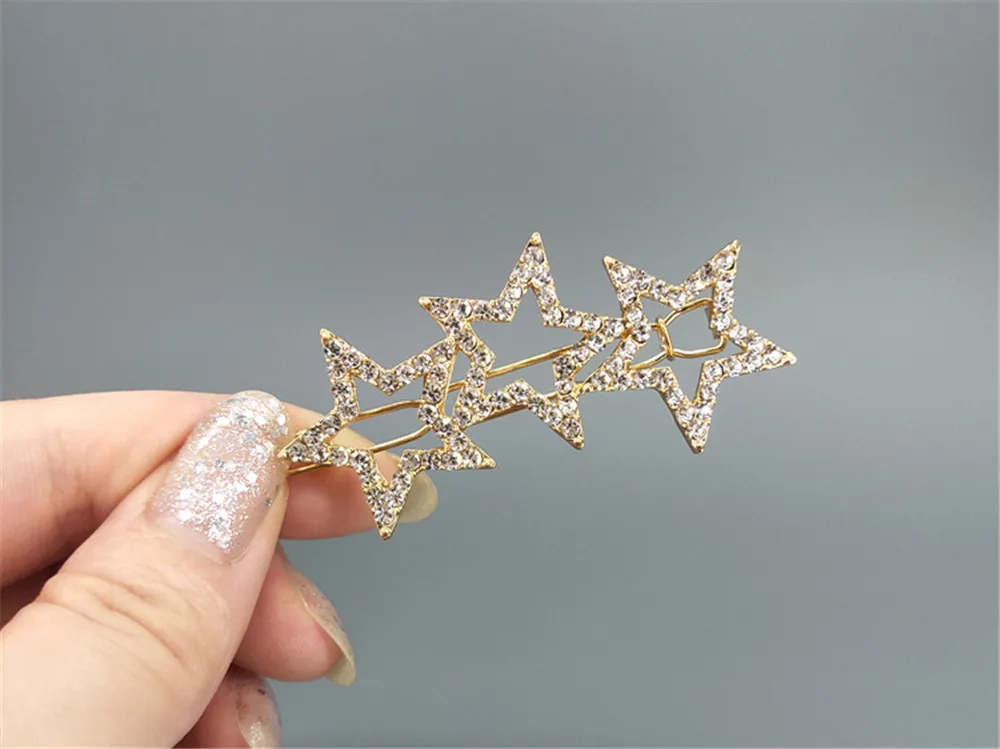 1PC New Shining LOVE Triangle Star Hairpins Diamond Barrette Hair Clips For Girls Styling Tool Hairgrip Women Hair Accessories (2)