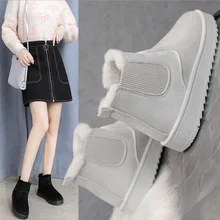 Botas de neve 2021 nova grosso veludo grande tamanho inverno moda calor de uma etapa botas curtas de algodão sapatos femininos de algodão