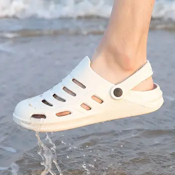 

Solid white and black sandals women slides beach slippers unisex water shoes woman breathable weigthlight