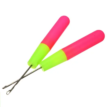 

KIWARM 2 Sizes Plastic Handle Crochet Hook Knitting Needles Set Interlocking Braid Needle Mini Latch Crochet Hooks Sewing Tools