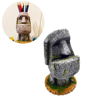 

Easter Island Statues Pen Holder Resin Creative Desktop Storage Box Containers