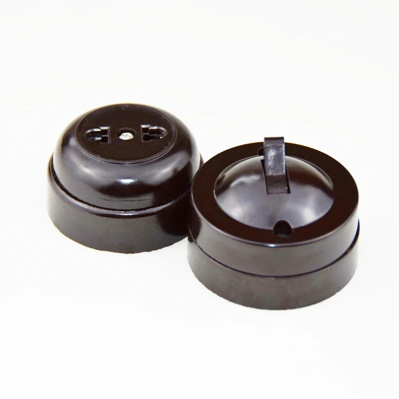 Set! 2 Switches +2 Sockets Retro Eu Socket Toggle Switch Mounted Wall