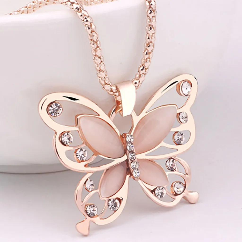 

Fashion Layer Lover Lock Pendant Choker Necklace Imitation Rose Butterfly Chain Necklace Collier Best Couple Jewelry