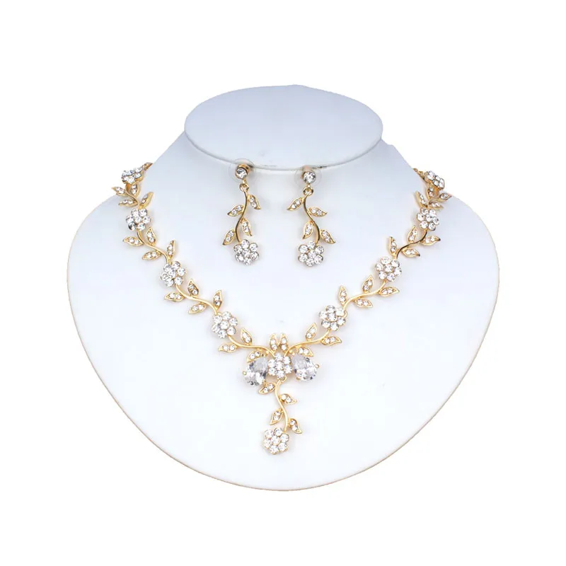 Женский Свадебный комплект WEIBANG серебряное ожерелье и длинные серьги для девушки