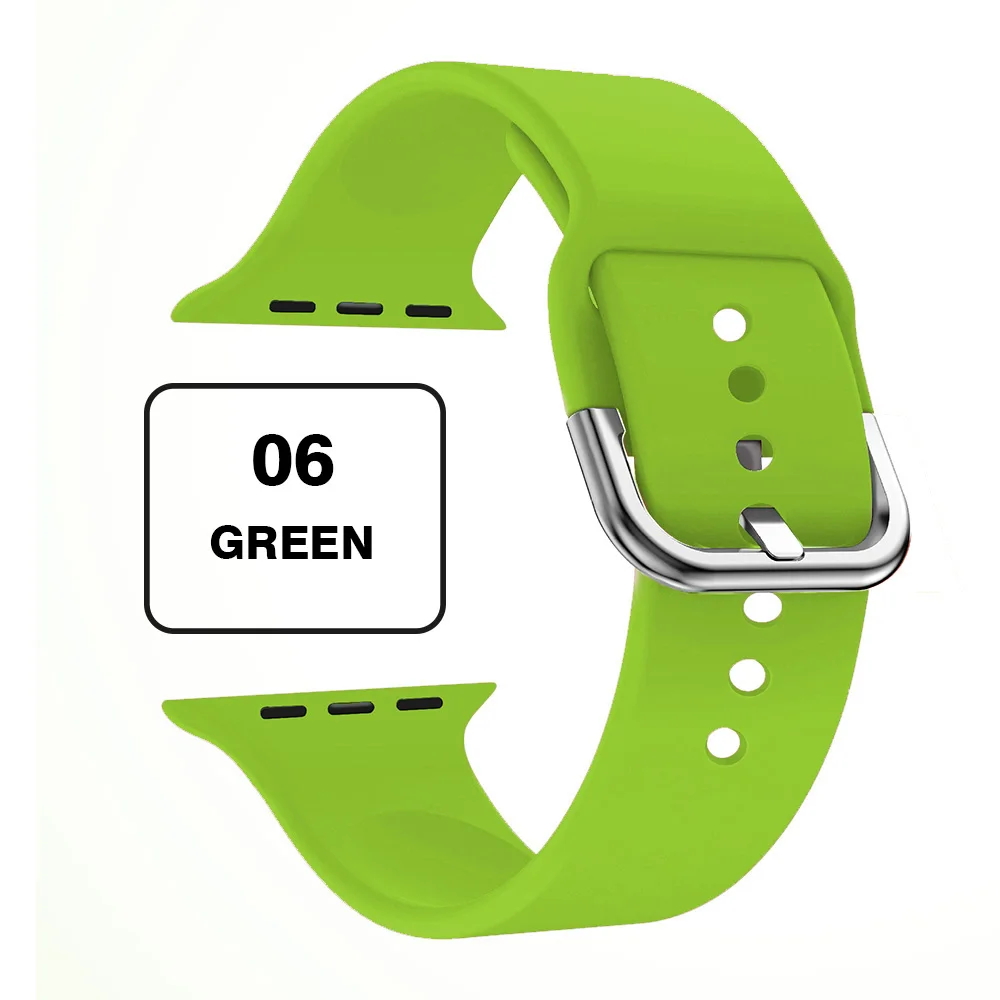 Подходит для Apple 38 мм 42 мм iWatch 4 44 мм 40 мм u-образная Пряжка спортивные силиконовые часы Apple 5 Аксессуары - Цвет ремешка: Green