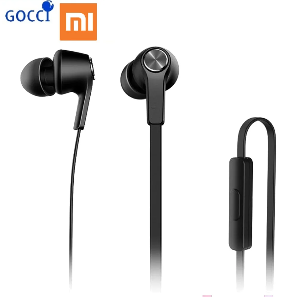 Xiaomi гарнитура V4 поршневая гарнитура стерео микрофон 3,5 мм в ухо проводное управление с микрофоном - Цвет: Черный