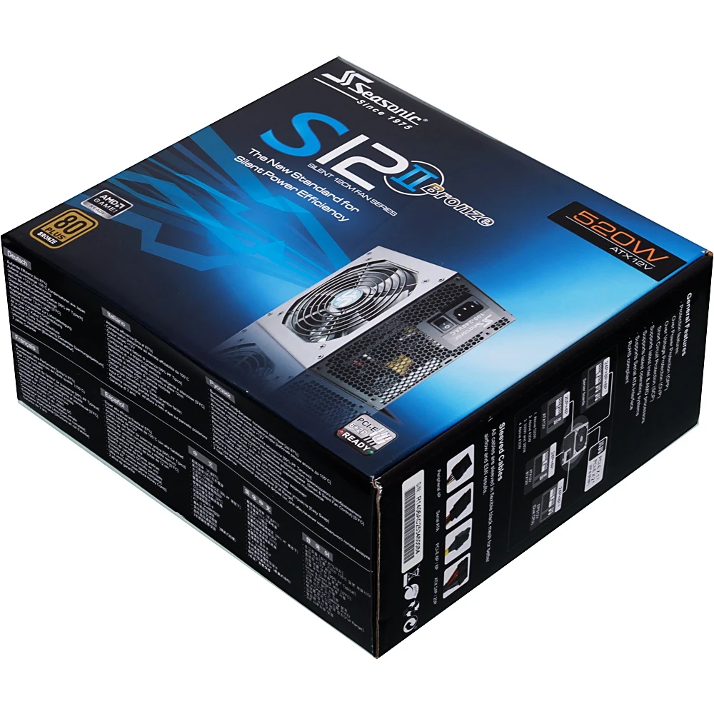 Блок питания Seasonic ATX 520W S12II-520(SS-520GB) 80+ bronze(24+4+4pin) APFC 120mm fan 6xSATA RTL