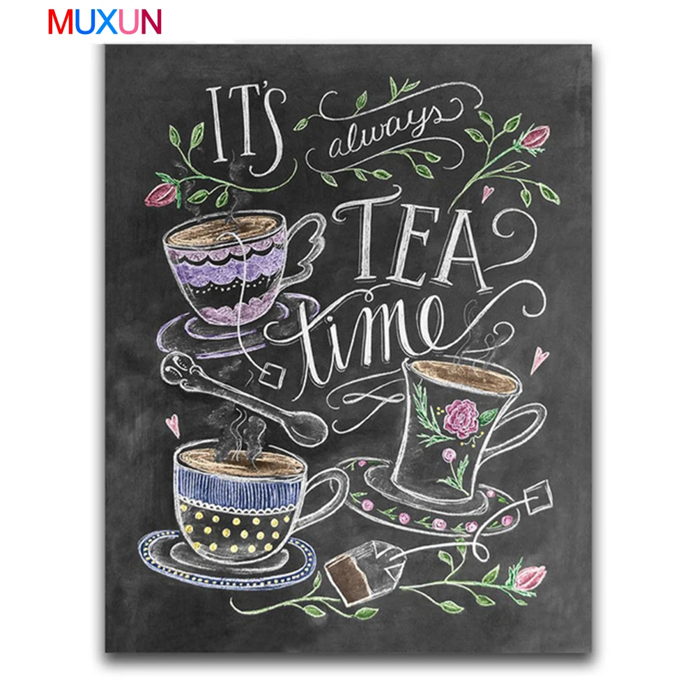 

MUXUN Square Diamond Painting Round Daimond Painting Blackboard Drawing Family Text Card Art Mosaic Embroidery Painting A80140