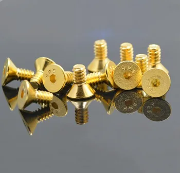 

20pcs M2.5 allen countersunk bolts inner hexgon socket flat head full thread male screw titanium plating yellow color 6mm-14mm L