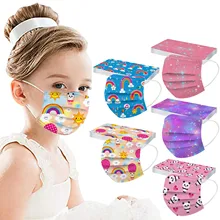 A mistura descartável da impressão do teste padrão da série do arco-íris da criança de 50 pces e as máscaras não tecidas do earloop do fósforo fundiram máscaras de 3 camadas #41