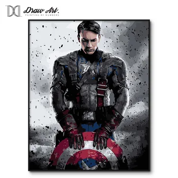 

Captain America Painting by Numbers for Adults Steven Rogers DIY Painting Wall Art Poster Chris Evans Pictures Paint by Number