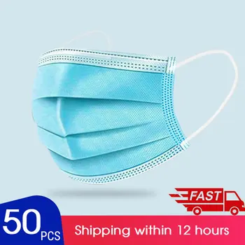

Fast Delivery 50Pcs Disposable Masks 3 Layers Dust Protection Face Mask Filter Safety Mask Earloop Face Mouth Masks