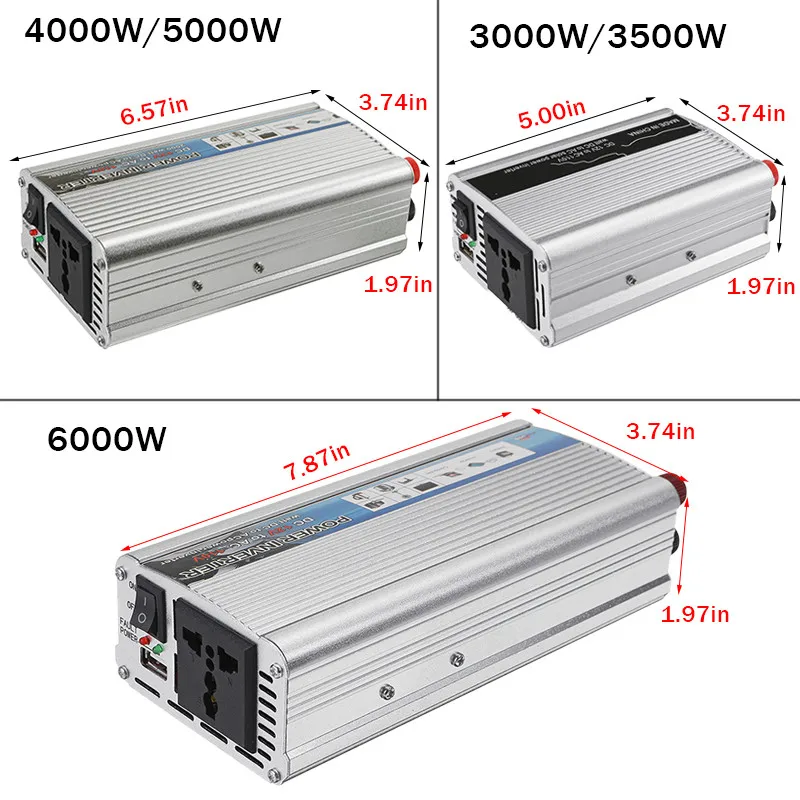 Солнечный инвертор DC12V для AC110V 6000/5000/4000/3500/3000W модифицированный синусоидный инвентор с Мощность инвертор Напряжение трансформатор преобразователь питания для автомобиля