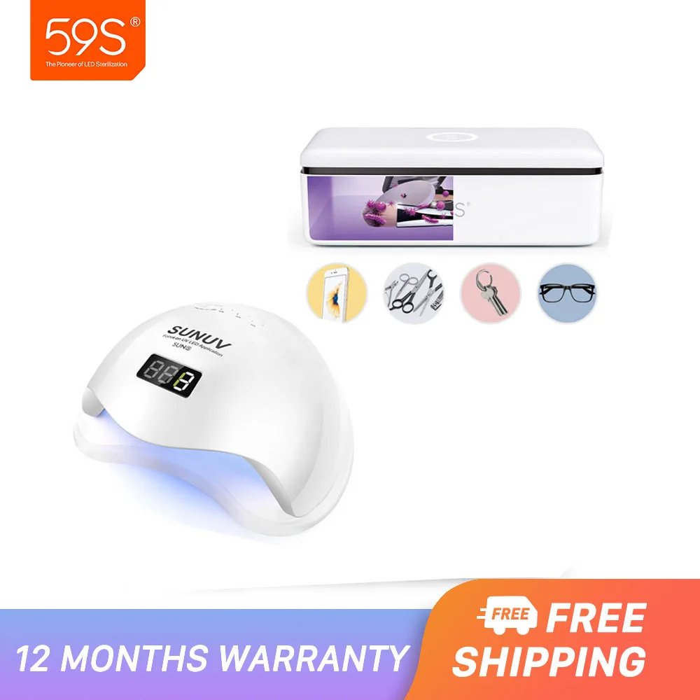 SUN5 UV Lamp Sterilizer Manicure Sets for Nail Art 59S S2 UVC Sanitizer Box Tools For Manicurist dryer 2in1 | Красота и здоровье