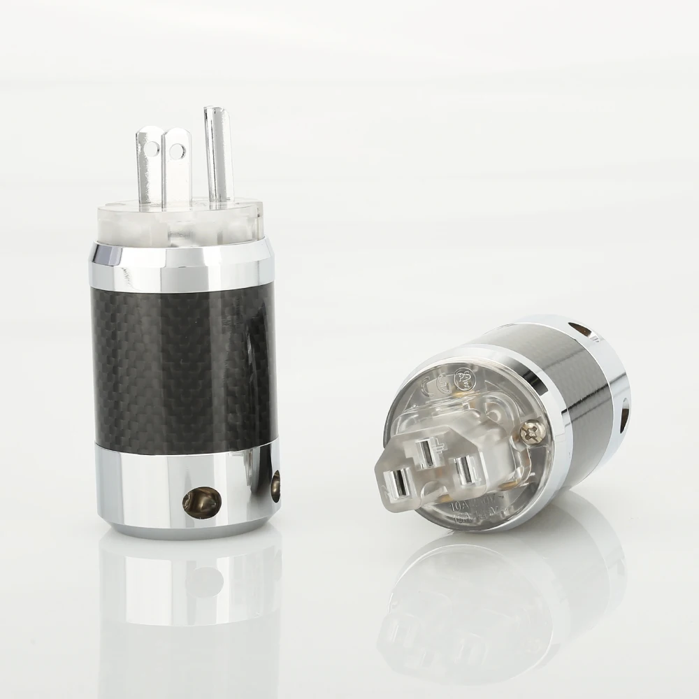 

1 Pair Carbon Fiber Rhodium Plated US Power Adapter Plug Connector IEC Audio Power Plug HIFI