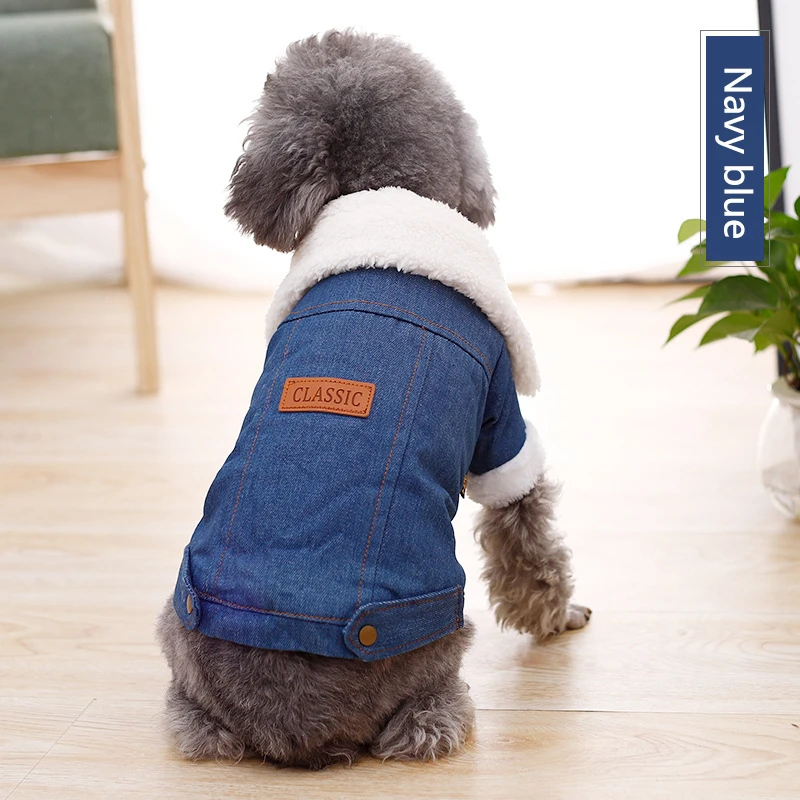 Ягненка Кашемировые Куртки для собак для малых и средних собак зимняя теплая Классическая джинсовая джемпер собака одежда, костюм для щенков одежда для домашних животных