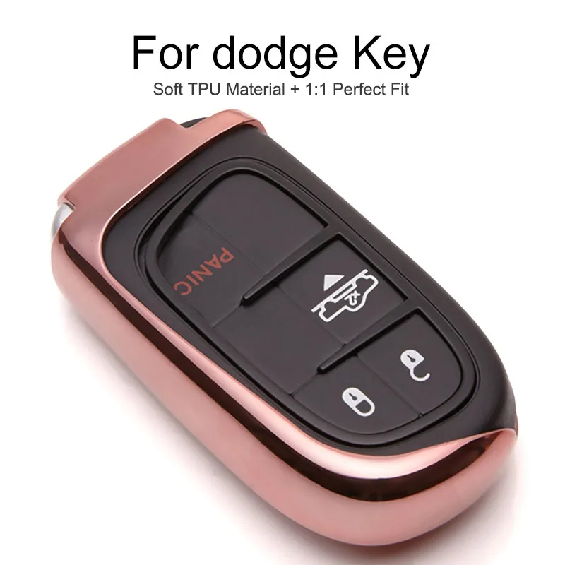 

6 Colors TPU Car Keychain Key Cover Case For Dodge Challenger Journey Nitro Dakota Durango Charger Ram Key Ring Shell Styling