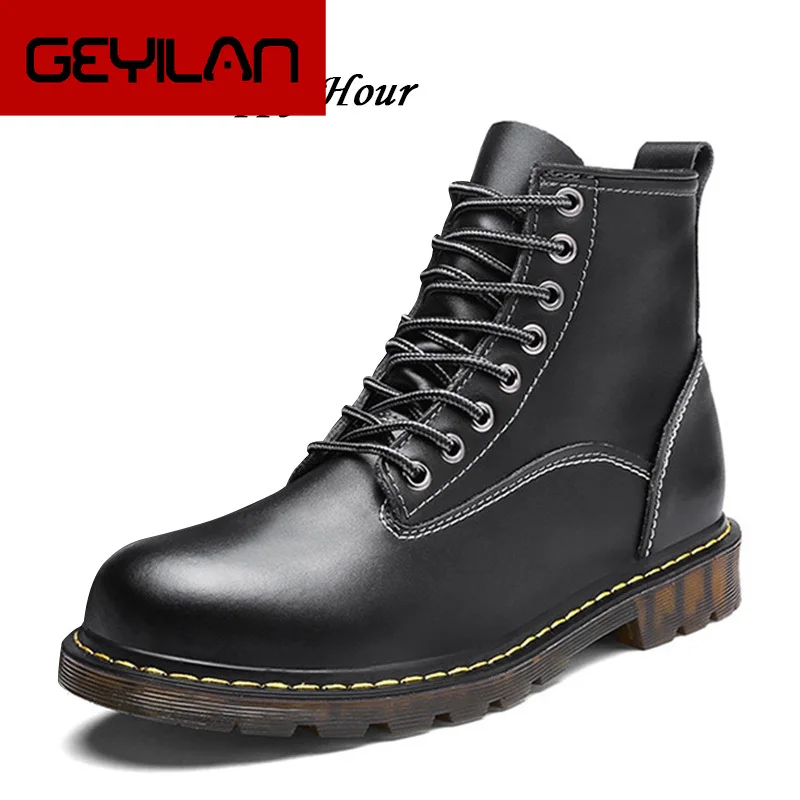 

2019 Autumn Winter Shoes Mens Boots Genuine Leather Warm Plush for Cold Hard Outsole Men's Winter Boots Male Brand A188