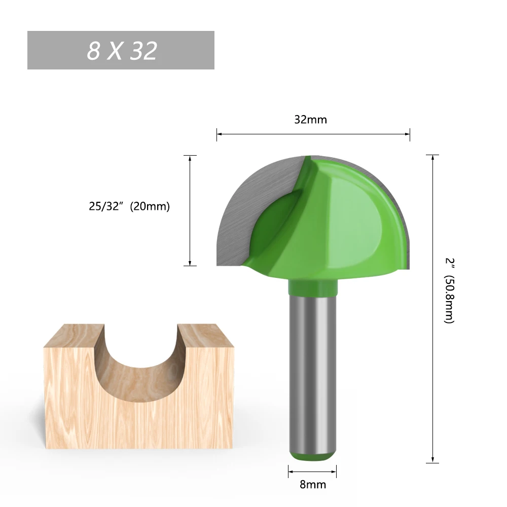 LA VIE 1pc 8mm Shank Ball Nose End Mill Round Nose Cove CNC Milling Bit Radius Core Box Solid Carbide Router Bit Tools