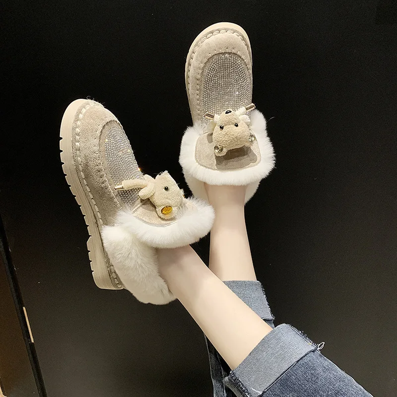 Женские тапочки 2019 теплые зимние высокие слипоны замшевые меховые мягкие