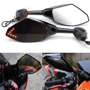 

motorcycle LED turn signals racing rear mirrors for Honda Suzuki GSXR 600 750 1000 KATANA Kawasaki NINJA 6R Yamaha YZF R1 R6 R6S